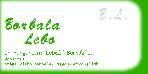 borbala lebo business card